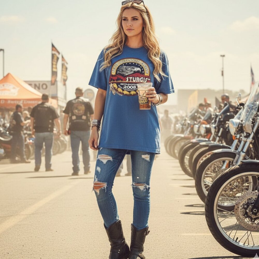 🏍️ VTG Y2K Sturgis 2008 Rally Tee 68th XL 🦅